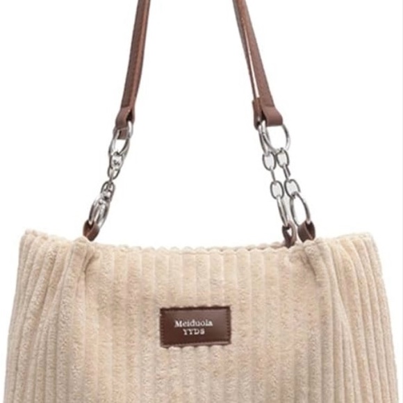 MEIDUOLA Cream Corduroy Soft Tote Bag NWT - Picture 6 of 10